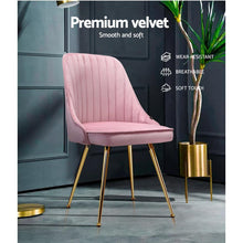 Load image into Gallery viewer, Set of 2 Pink Velvet Dining Chairs-Dining Chairs-The White Mall