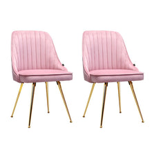 Load image into Gallery viewer, Artiss Set of 2 Dining Chairs Retro Chair Cafe Kitchen Modern Iron Legs Velvet Pink