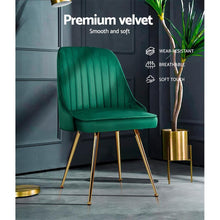 Load image into Gallery viewer, Set of 2 Stylish Green Retro Modern Velvet Dining Chairs-Dining Chairs-The White Mall
