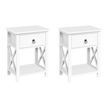 Load image into Gallery viewer, Set of 2 bedside tables, in French, provincial style, for sale at The White Mall.