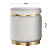Load image into Gallery viewer, Silver Round Velvet Ottoman Pouffe-Furniture-The White Mall