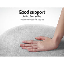 Load image into Gallery viewer, Silver Round Velvet Ottoman Pouffe-Furniture-The White Mall