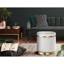 Load image into Gallery viewer, Silver Round Velvet Ottoman Pouffe-Furniture-The White Mall