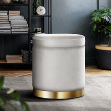 Load image into Gallery viewer, Silver Velvet Storage Ottoman Foot Stool Pouffe Grey-Furniture-The White Mall