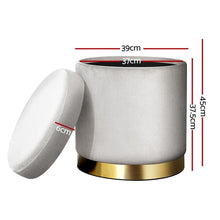 Load image into Gallery viewer, Silver Velvet Storage Ottoman Foot Stool Pouffe Grey-Furniture-The White Mall