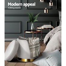 Load image into Gallery viewer, Silver Velvet Storage Ottoman Foot Stool Pouffe Grey-Furniture-The White Mall