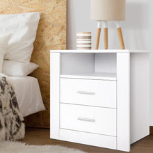 Load image into Gallery viewer, Stylish, White, Modern Bedside Table with Drawers & Storage-Furniture-The White Mall