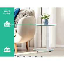 Load image into Gallery viewer, Artiss Side Coffee Table Bedside Furniture Oval Tempered Glass Top 2 Tier