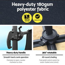 Load image into Gallery viewer, Instahut Outdoor Umbrella 3M Roma Cantilever Beach Furniture Garden 360 Degree Charcoal