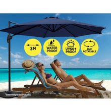 Load image into Gallery viewer, Instahut Outdoor Umbrella 3M Roma Cantilever Beach Furniture Garden 360 Degree Navy