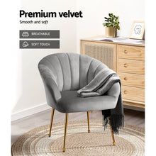 Load image into Gallery viewer, Artiss Armchair Lounge Chair Armchair Accent Grey Velvet