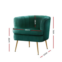 Load image into Gallery viewer, Artiss Armchair Lounge Accent Chair Armchair Velvet Green