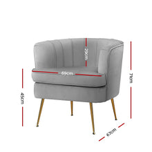 Load image into Gallery viewer, Artiss Armchair Lounge Accent Chair Armchair Velvet Grey