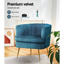 Load image into Gallery viewer, Artiss Armchair Lounge Chair Accent Armchair Velvet Navy Blue