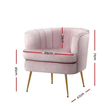 Load image into Gallery viewer, Artiss Armchair Lounge Chair Accent Armchair Velvet Pink