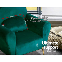 Load image into Gallery viewer, Artiss Armchair Lounge Chair Accent Armchair Green Velvet