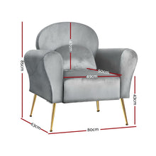 Load image into Gallery viewer, Artiss Armchair Lounge Chair Accent Armchair Grey Velvet