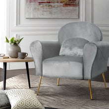 Load image into Gallery viewer, Artiss Armchair Lounge Chair Accent Armchair Grey Velvet