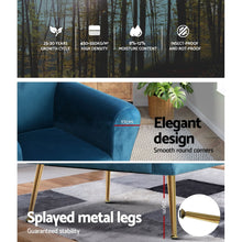 Load image into Gallery viewer, Artiss Armchair Lounge Chair Accent Armchairs Navy Velvet