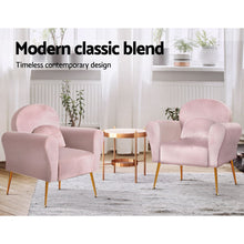 Load image into Gallery viewer, Artiss Armchair Lounge Chair Accent Armchair Pink Velvet