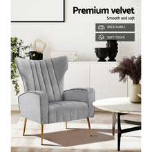 Load image into Gallery viewer, Artiss Armchair Lounge Accent Chair Armchair Velvet Grey
