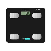 Load image into Gallery viewer, FitSmart Electronic Floor Body Scale Black Digital LCD Glass Tracker Bathroom