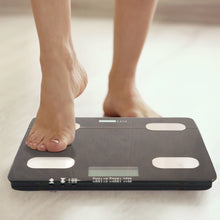 Load image into Gallery viewer, FitSmart Electronic Floor Body Scale Black Digital LCD Glass Tracker Bathroom