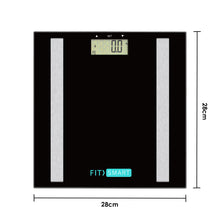Load image into Gallery viewer, FitSmart Electronic Body Fat Scale Black 7 in 1 Body Analyser LCD Glass Tracker