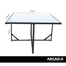 Load image into Gallery viewer, Arcadia Furniture 5 Piece Outdoor Dining Table Set Rattan Table Chairs Garden - Black and Grey