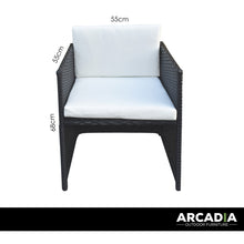 Load image into Gallery viewer, Arcadia Furniture 5 Piece Outdoor Dining Table Set Rattan Table Chairs Garden - Black and Grey
