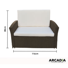 Load image into Gallery viewer, Arcadia Furniture Outdoor 4 Piece Sofa Lounge Set Wicker Rattan Garden - Oatmeal and Grey