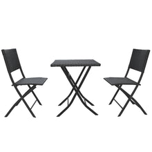 Load image into Gallery viewer, Arcadia Furniture Outdoor 3 Piece Foldable Rattan Coffee Table Set Garden Patio - Black