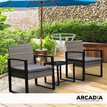 Load image into Gallery viewer, Arcadia Furniture Outdoor 3 Piece Wicker Rattan Patio Set Garden Patio Home - Oatmeal and Grey