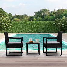 Load image into Gallery viewer, Arcadia Furniture Outdoor 3 Piece Wicker Rattan Patio Set Garden Patio Home - Black and Grey