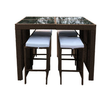 Load image into Gallery viewer, Arcadia Furniture Outdoor 5 Piece Bar Table Set Rattan and Cushions Patio Dining - Oatmeal and Grey