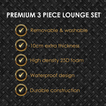 Load image into Gallery viewer, Arcadia Furniture Outdoor 3 Piece Sunlounge Set Rattan Garden Day Bed Lounger - Oatmeal and Grey