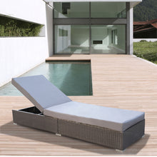 Load image into Gallery viewer, Arcadia Furniture Outdoor 3 Piece Sunlounge Set Rattan Garden Day Bed Lounger - Oatmeal and Grey