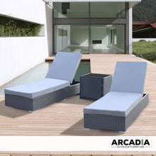 Load image into Gallery viewer, Arcadia Furniture Outdoor 3 Piece Sunlounge Set Rattan Garden Day Bed Lounger - Black and Grey