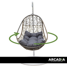 Load image into Gallery viewer, Outdoor Swing Rocking Egg Chair Pod Curved - Brown and Grey by Arcadia