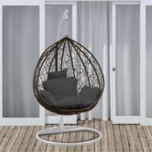 Load image into Gallery viewer, Arcadia Furniture Rocking Egg Chair Outdoor Wicker Rattan Patio Garden Tear Drop - Oatmeal and Grey