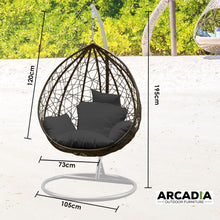 Load image into Gallery viewer, Arcadia Furniture Rocking Egg Chair Outdoor Wicker Rattan Patio Garden Tear Drop - Oatmeal and Grey