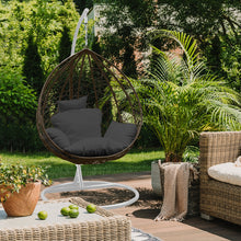 Load image into Gallery viewer, Arcadia Furniture Rocking Egg Chair Outdoor Wicker Rattan Patio Garden Tear Drop - Oatmeal and Grey