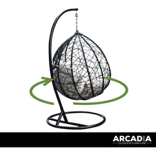 Load image into Gallery viewer, Arcadia Furniture Rocking Egg Chair Outdoor Wicker Rattan Patio Garden Tear Drop - Black and Cream