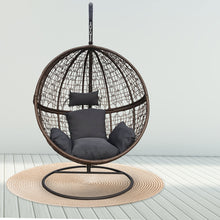 Load image into Gallery viewer, Arcadia Furniture Rocking Egg Chair Outdoor Wicker Rattan Patio Garden Circular - Brown and Grey