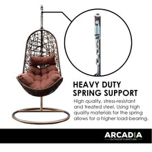 Load image into Gallery viewer, Arcadia Furniture Hanging Basket Egg Chair Outdoor Wicker Rattan Patio Garden - Brown and Coffee