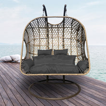 Load image into Gallery viewer, Outdoor 2 Seater Rocking Egg Swing Chair Patio Garden - Oatmeal and Grey