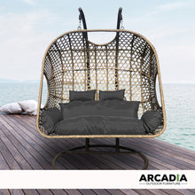 Load image into Gallery viewer, Outdoor 2 Seater Rocking Egg Swing Chair Patio Garden - Oatmeal and Grey