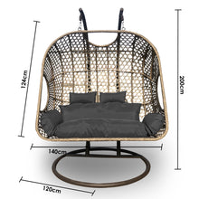 Load image into Gallery viewer, Outdoor 2 Seater Rocking Egg Swing Chair Patio Garden - Oatmeal and Grey
