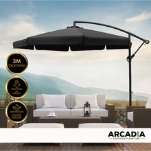Load image into Gallery viewer, Arcadia Furniture 3M Outdoor Umbrella Grey Cantilever Garden Beach Patio Pool