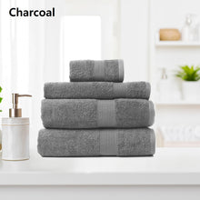 Load image into Gallery viewer, Royal Comfort 4 Piece Cotton Bamboo Towel Set 450GSM Luxurious Absorbent Plush - Charcoal